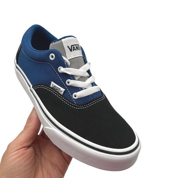 Vans Doheny Youth Boys Casual Canvas Sneakers Size 3-5 Blue/ Black Lace up Shoes - Picture 2 of 16